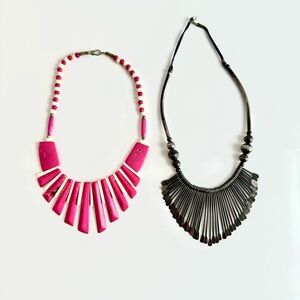 Pink and Dark Silver tone Women's Necklace Set
